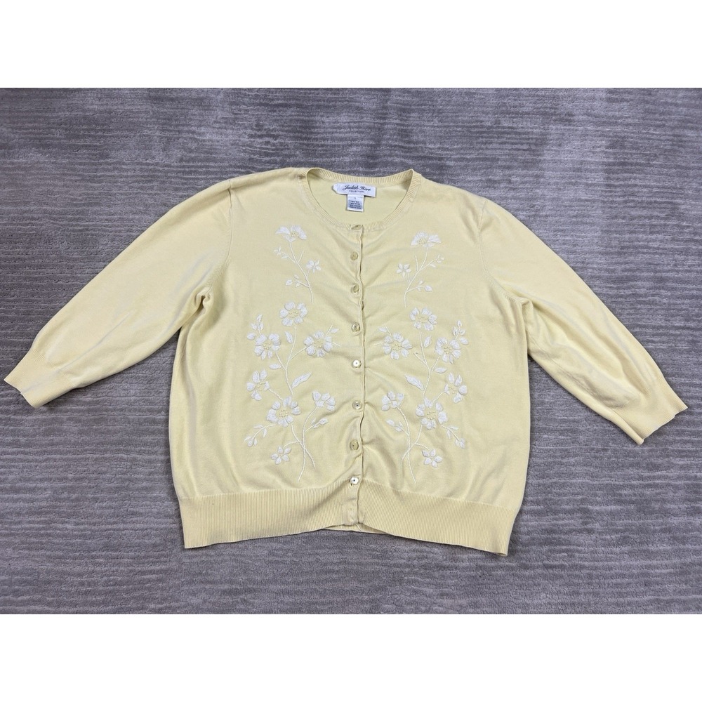 Judith Hart Collection Sweater‎ Womens Large Yellow Cardigan Silk Blend